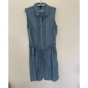 Bandolino Sleeveless Chambray Button-Front Dress With Belt